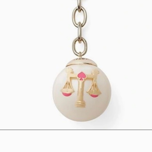 New Kate Spade Gold and Pink Libra Zodiac Keychain - Picture 3 of 10
